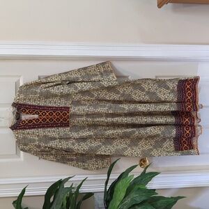 Chinyere Print Multi Flavo Frill Traditional Indian Shirt Men's Size Large - New